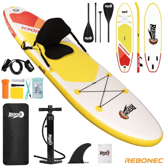 Rebonec - Set Tabla Stand Up Paddle Surf Inflable Návia 320x81x15cm Color Rojo Con Amarillo