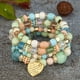 thumbnail image 1 of Heart Charm Beads Layered Bracelet Set Pompomia Bracelet Charm Vintage Jewelry Valentine's Day Gift, 1 of 5