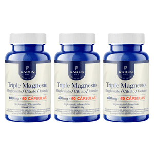 Karün Life - Pack X3 Triple Magnesio (Bisglicinato, Citrato, Taurato) 400Mg 180 Cap Karun Life