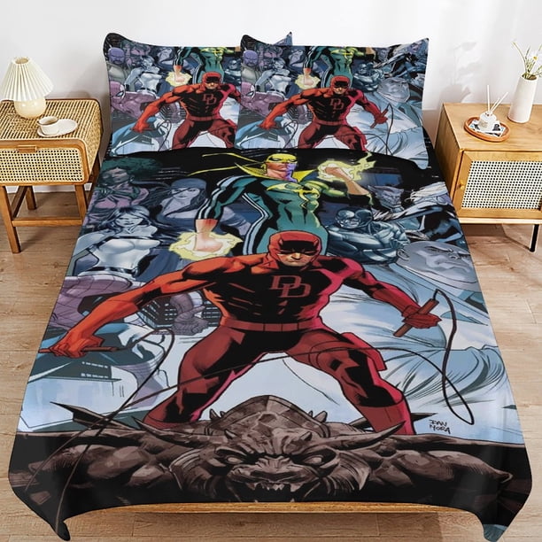 Daredevil Bedding Sets Ultra Soft Skin-Friendly Duvet Cover 3 Piece, Cute Comforter Cover Bed Set for Boys Girls Kids