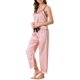 thumbnail image 4 of INSPIRE CHIC Conjuntos de pijama de satén para mujer de regreso a clases, top de cami, pantalones palazzo con antifaz para dormir, 3 piezas de ropa de dormir sedosa, L Rosa, 4 of 6