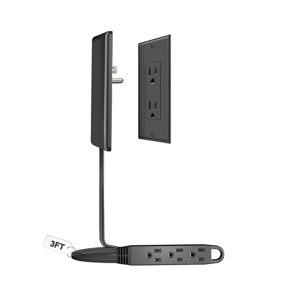 Cable de extensión CABOCASA de 3 pies con 3 enchufes, color negro