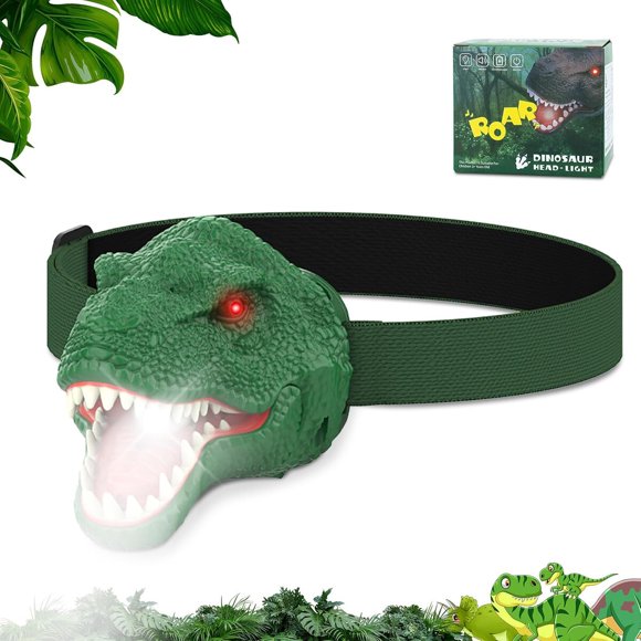 Nitigo Linterna frontal LED de dinosaurio para niños