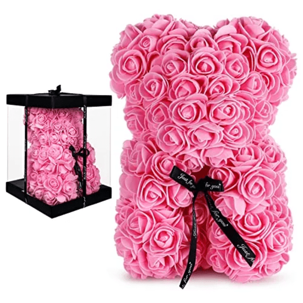 Genérico - Oso De Rosa Artificial Con Caja Rosa
