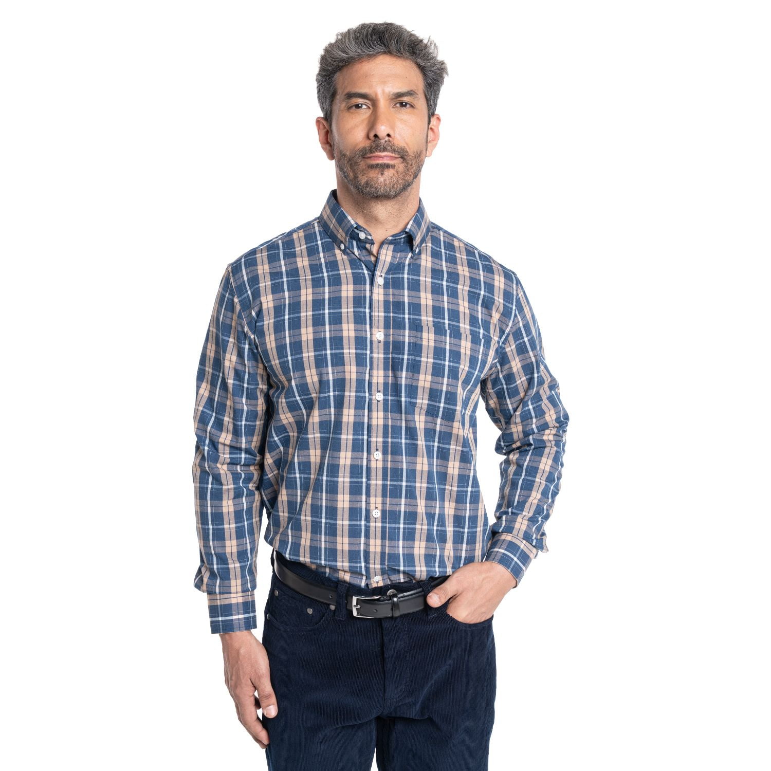 Kotting - Camisa Manga Larga Cuadros Grandes Hombre