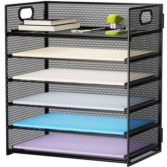 Organizador De Papel Bandeja Para Cartas De 6 Niveles Metal Negro