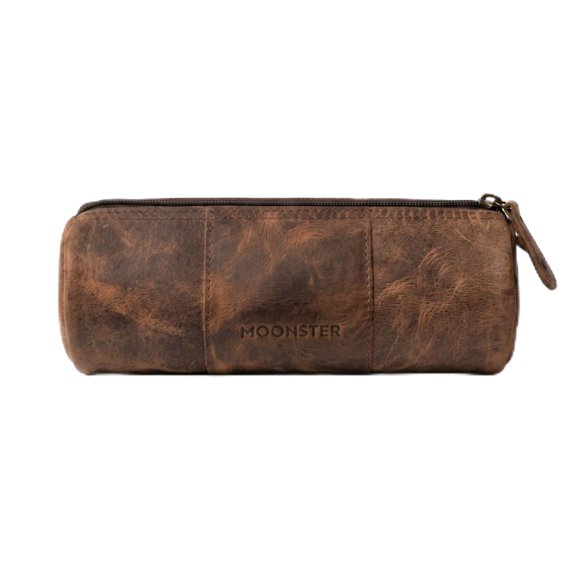 Estuche para bolígrafos Moonster 20 x 10 cm de cuero de búfalo con cremallera YYK