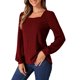 thumbnail image 4 of Suéter de Cuello Cuadrado con Mangas Abullonadas Ligeras de Punto Acanalado para Mujer de INSPIRE CHIC, 4 of 5