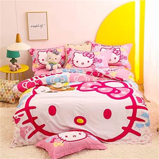 Hello Kitty Duvet Cover Multi Size 2pcs/3pcs Bedding Set Single Double King Size Needlework Pillowcase Quilt Cover Room Decor
