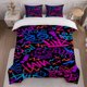 thumbnail image 1 of 3pcs Fluorescent Graffiti Themed Bedding Set Duvet Cover and Pillowcase Set, 1 of 5