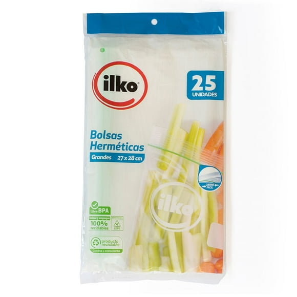 ILKO BOLSA HERMETICA VERDURAS 27X28CM 25UN