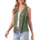 thumbnail image 4 of INSPIRE CHIC Chaleco Cardigan Abierto sin Mangas con Diseño Floral de Ganchillo para Mujer Verde Militar M, 4 of 6