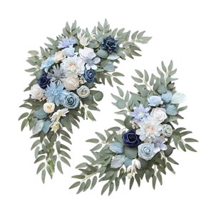 Magideal - Arco De Boda De 2 Piezas, Arco De Flores, Arreglo Floral, Decoración, Decorativo, Bohemio, Versátil, Con Hojas Para La Fiesta Navideña. Azul Blanco