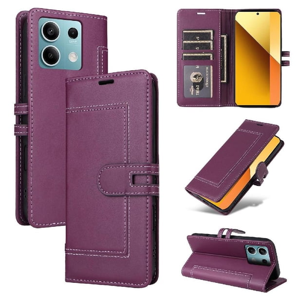 Premium Wallet Case for Xiaomi Redmi Note 13 Pro 5G with Card Slots & Kickstand, Flip Cover Purple