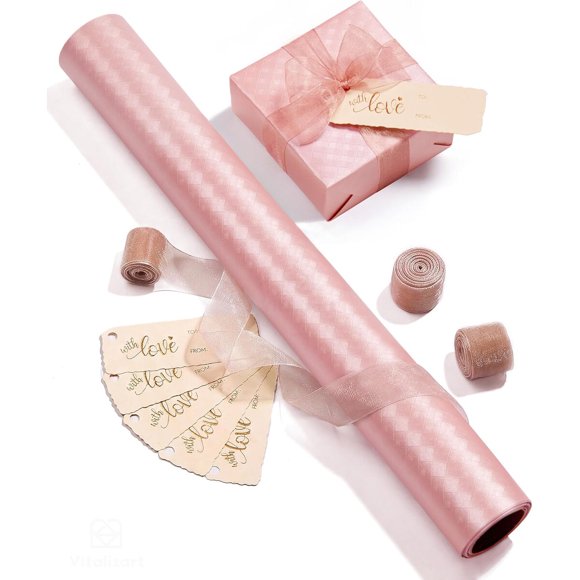 Set Papel de Regalo Vitalizart Rosa 17 Pulgadas Metalizado