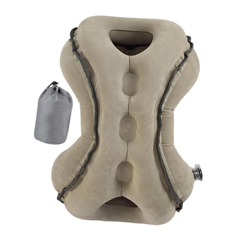 Magideal - Almohada De Viaje Inflable, Cojín Cómodo Y Portátil, Almohada Para El Cuello Del Avión, Soporte Para El Reposacabezas Del Cuello Para Avión, Oficina Y Gris Con Bolso