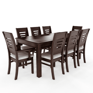 Muebles Insignes - Juego De Comedor Roma 8 Sillas Chocolate Mesa Rectangular Madera