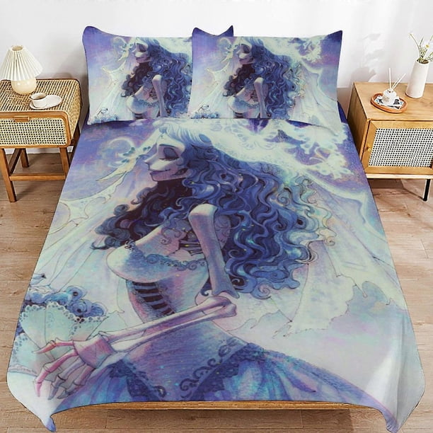 Corpse Bride Duvet Cover Set, 3 Piece Bedding Set Decorative Comforter Cover Set