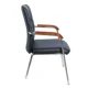 thumbnail image 3 of Silla de Escritorio Ejecutiva en Eco Cuero Negra con Brazos de Madera Ergonómica para Oficina y Sala de Espera, 3 of 3