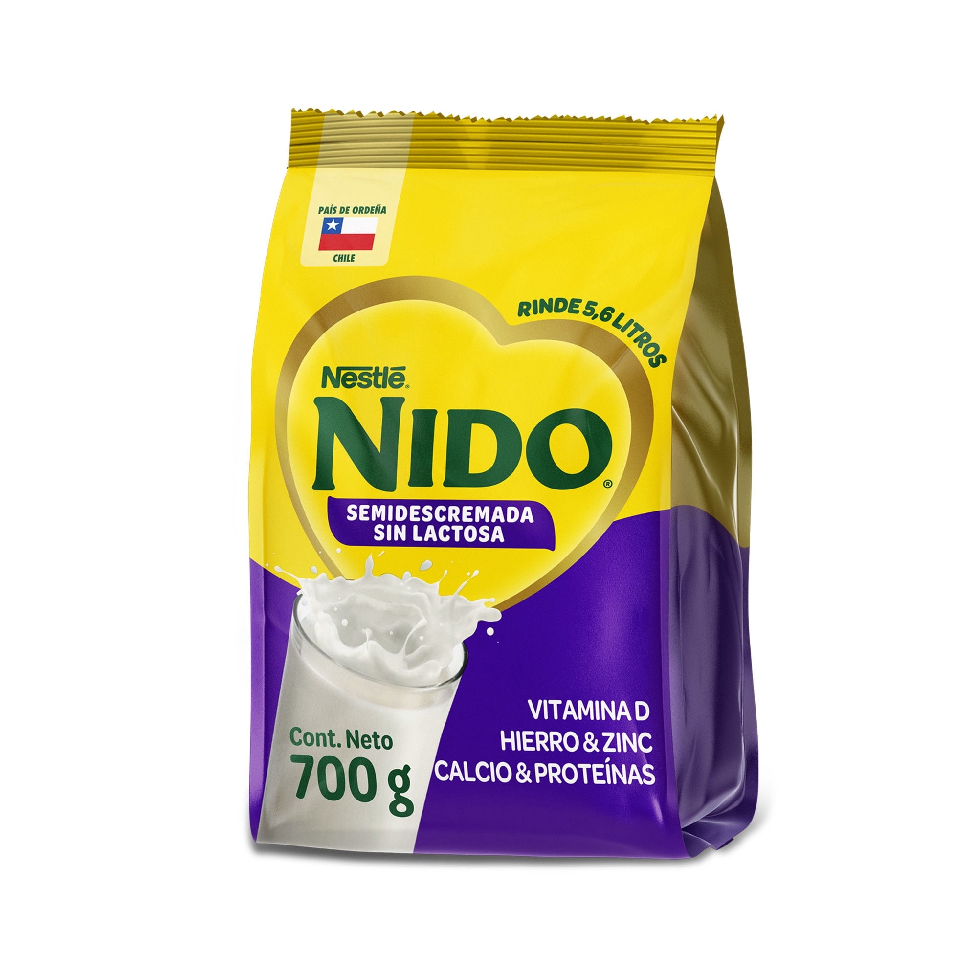 Leche En Polvo Semidescremada Sin Lactosa Bolsa 700 g Nido