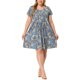 thumbnail image 5 of GRACE & GRANDEUR Vestido midi de verano plisado floral de manga corta y cuello redondo para mujer de talla grande 2X Azul, 5 of 8