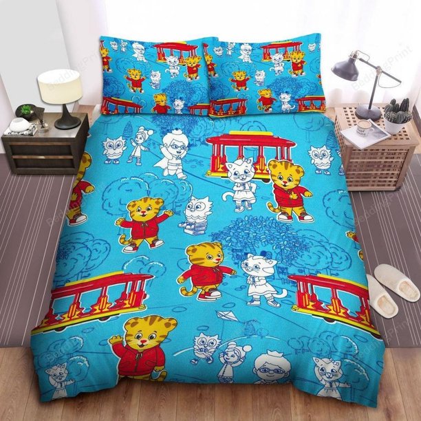 Daniel Tiger’s Neighborhood Daniel And Friends Park Quilt Duvet Cover Set3-Piece Bedding Set