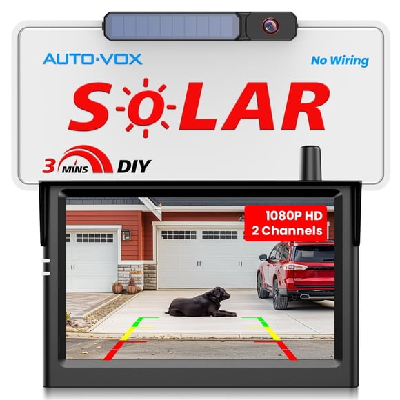 Cámara de visión trasera AUTO-VOX inalámbrica solar de 5" HD 1080P