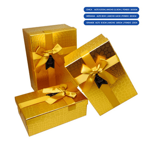 Genérico - Caja Rectangular Triple Print Dorado X1Uni