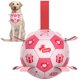 thumbnail image 1 of Juguete para perro QDAN pelota de fútbol rosa de 20 cm con correas, 1 of 8