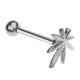 thumbnail image 1 of Lengua de acero inoxidable Barras de labios Anillos Barbell Piercing Hoja de arce 14G Plata, 1 of 5