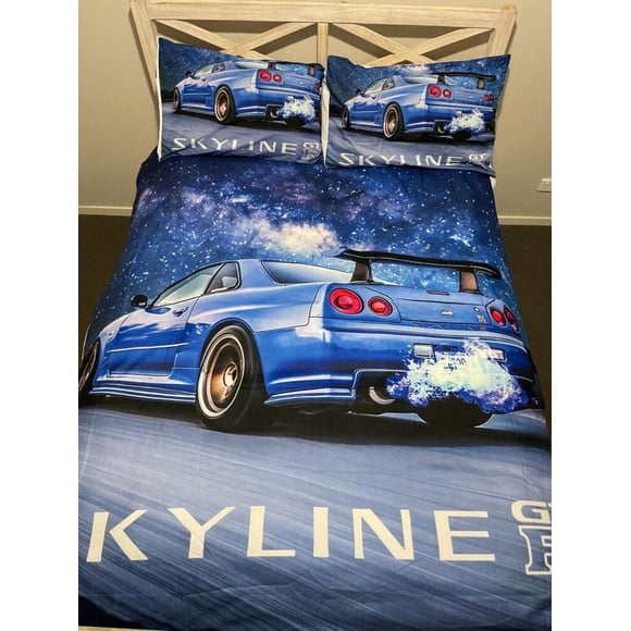 Skyline Car Printed Quilt Duvet Cover Set Bedspread Bed Linen3-Piece Bedding Set