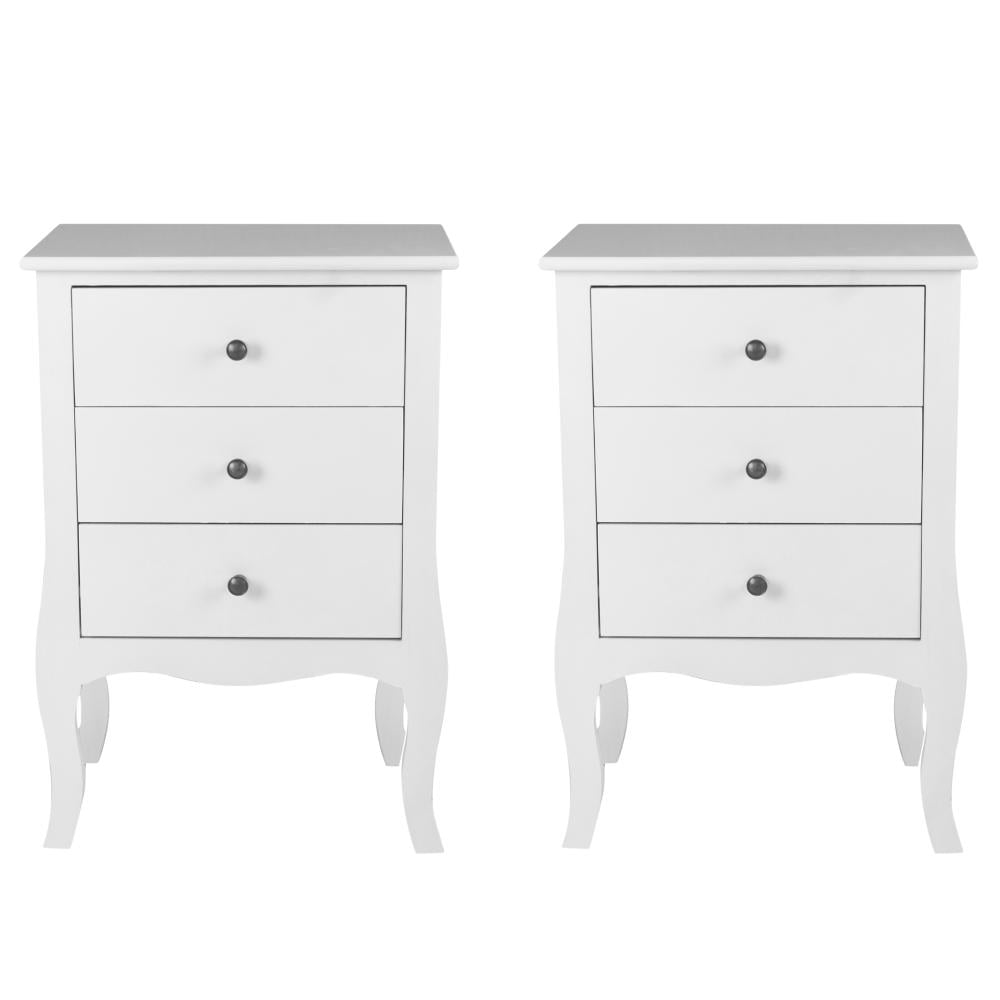 Itahome - Set 2 Veladores Dormitorio Genova 3 Cajones Blanco