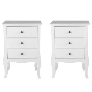 Itahome - Set 2 Veladores Dormitorio Genova 3 Cajones Blanco