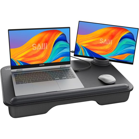 Mesa portátil para laptop SAIJI cuero negro hasta 17