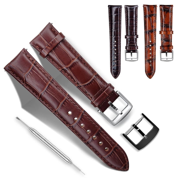 Correa de Cuero para Reloj RBIPO 14 mm con Textura de Cocodrilo y Liberación Rápida