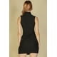 thumbnail image 3 of Saronite Vestido Corto Ajustado sin Mangas con Cuello Alto y Canalé Basics, Negro (para Mujer), 3 of 5