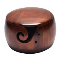 Bothyi - Cuenco De Almacenamiento De Hilo Con Tapa De Madera Resistente Fácil De Llevar Para Tejer Ganchillo