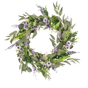 Bothyi - Guirnalda De Corona De Lavanda Y Margaritas Para Colgar En La Puerta Delantera Al Aire Libre, Decoración Para Fiesta De Boda