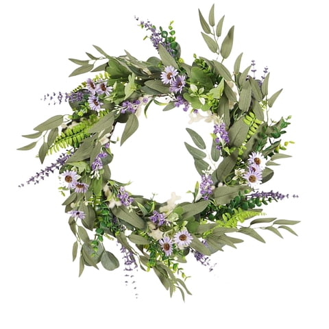 Bothyi - Guirnalda De Corona De Lavanda Y Margaritas Para Colgar En La Puerta Delantera Al Aire Libre, Decoración Para Fiesta De Boda