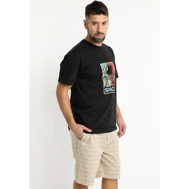Polera Jersey Estampada Cuello Redondo Negro negro 5XL
