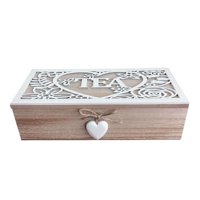 Oem - Caja De Té Mediana De Madera 3 Espacios Corazon Colgante 1