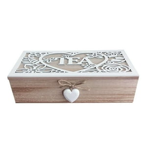 Oem - Caja De Té Mediana De Madera 3 Espacios Corazon Colgante 1