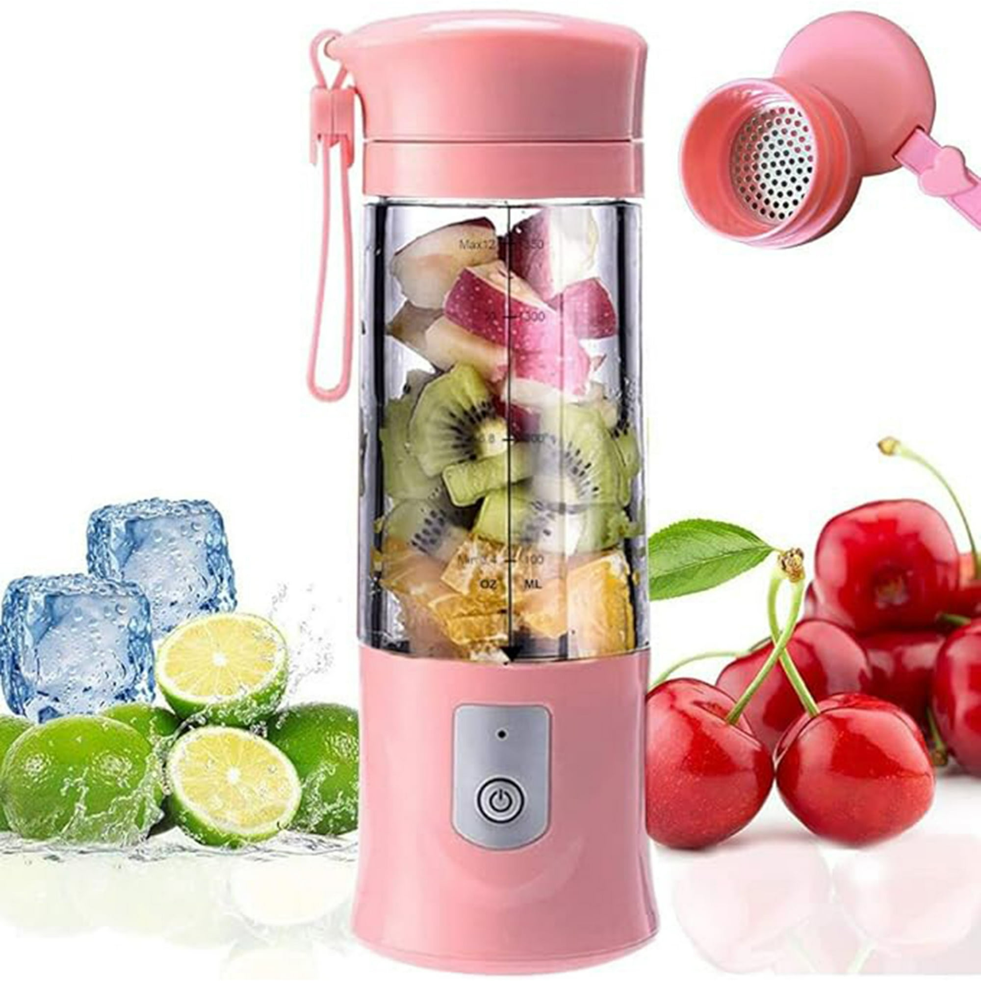 Veat00l - Mezcladora Portátil, Botella De Jugo De Viaje Usb, Para Mezcladora Y Batido, Exprimidora Con 4 Cuchillas, Fácil De Limpiar