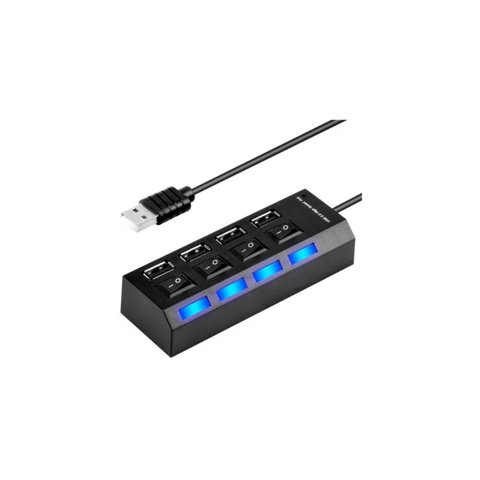 Clickdescuento - Adaptador Hub Mulitpuertos Usb 4 Puertos Negro