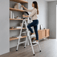 thumbnail image 4 of Escalera Eoland 4 Peldaños Plegable Metálica Tipo Tijera Peldaño Antideslizante Multipropósito Hogar Oficina Taller Uso Doméstico Blanco, 4 of 6