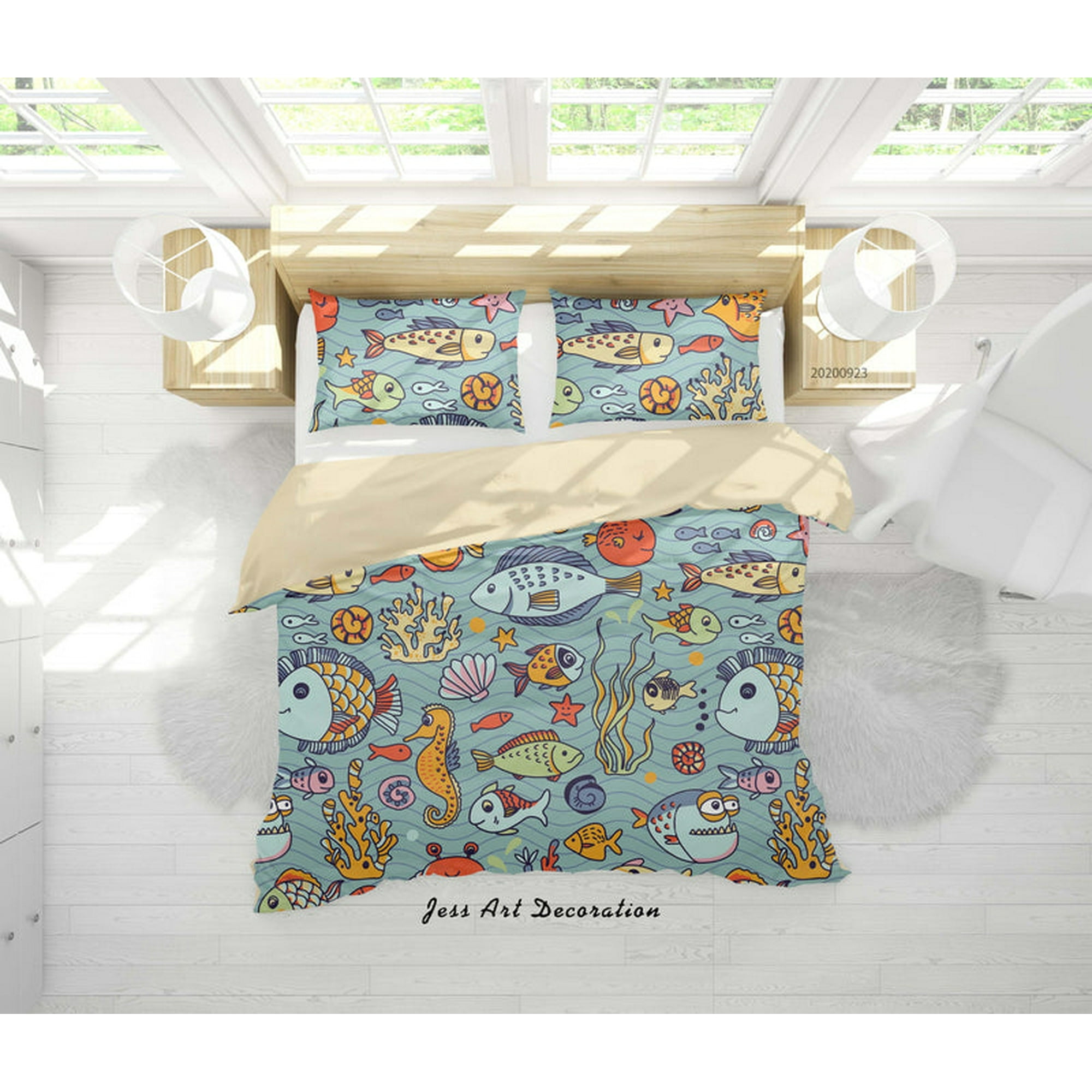 Milsleep - 3d Cartoon Fish Sea Horse Funda Nórdica Juego De Cama Funda Nórdica Fundas De Almohada