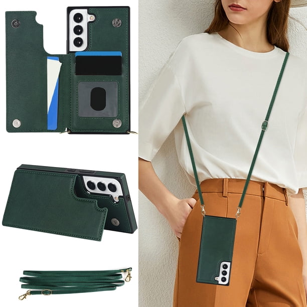 Crossbody PU Leather Case For Samsung Galaxy S23 S22 Plus Note 20 Ultra Wallet Card Slot Stand Holder Phone Bag Cover
