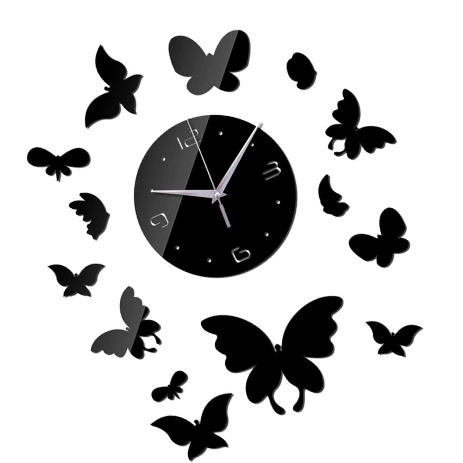 Bothyi - Reloj De Pared Moderno Geométrico Silencioso Diy Espejo Acrílico Para Oficina Hogar Negro