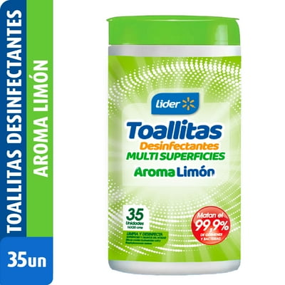 Toallitas Desinfectantes Limón Frasco 35 Un Lider