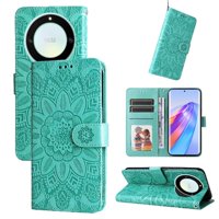 Funda Tipo Cartera Foxdock Para Honor X9A , Diseño Girasol En Relieve, Cuero Pu, Cierre Magnético, Soporte Y Tarjetero